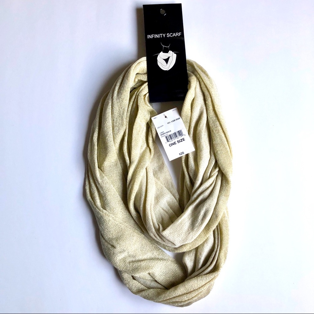 NEW Infinity Scarf Ivory Gold Women’s